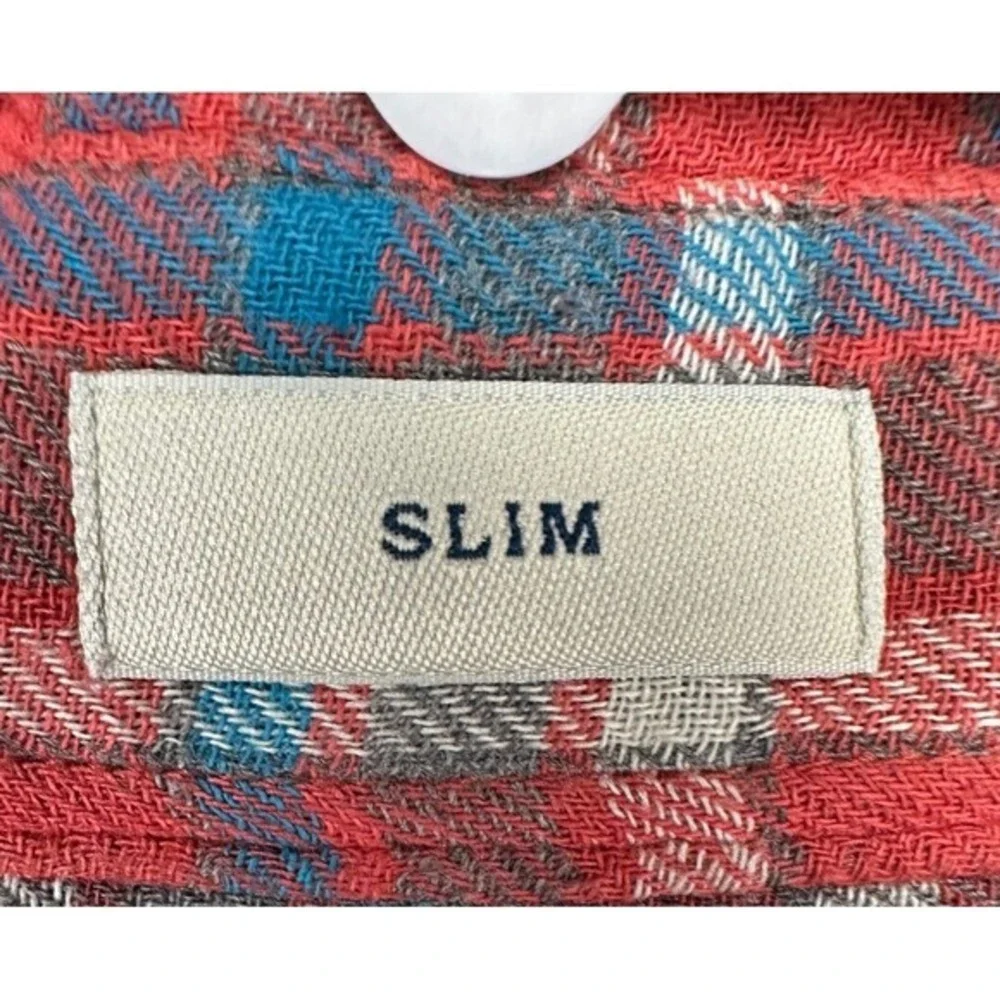 J Crew Shirt Adult Large Red Plaid Slim Fit Flannel Button Down Long Sleeve Mens